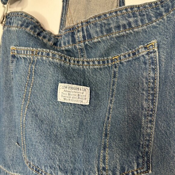 Levi's Vintage Style Denim Shortalls Overalls Size Large - Picture 4 of 14